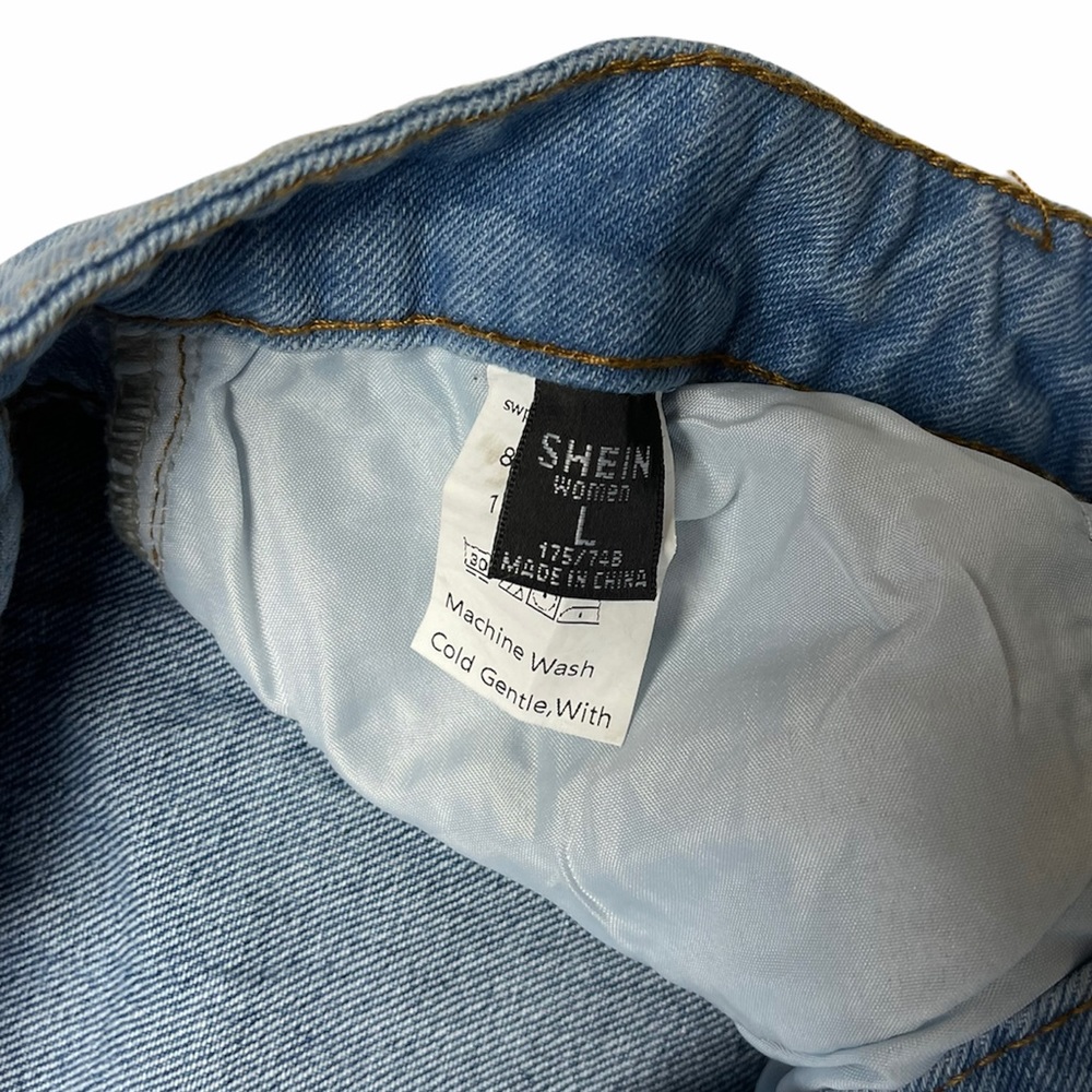 SHEIN | High Waist Panel Block Denim Jeans L - Picture 5 of 8